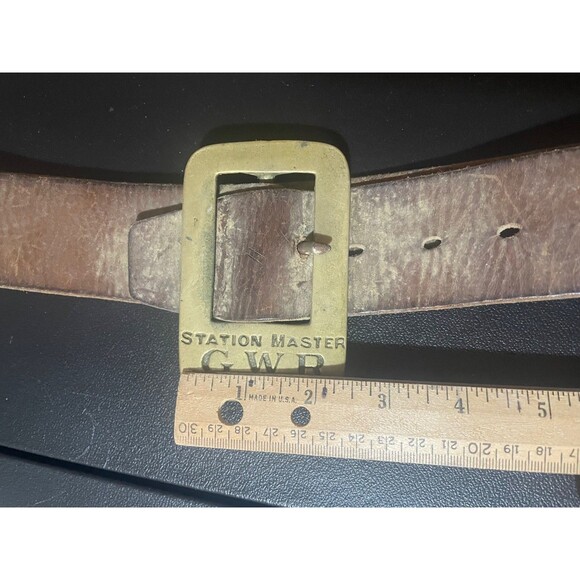 Vintage Great Western Railroad GWR Birmingham Station Master- Brass Belt Buckle - Picture 6 of 6